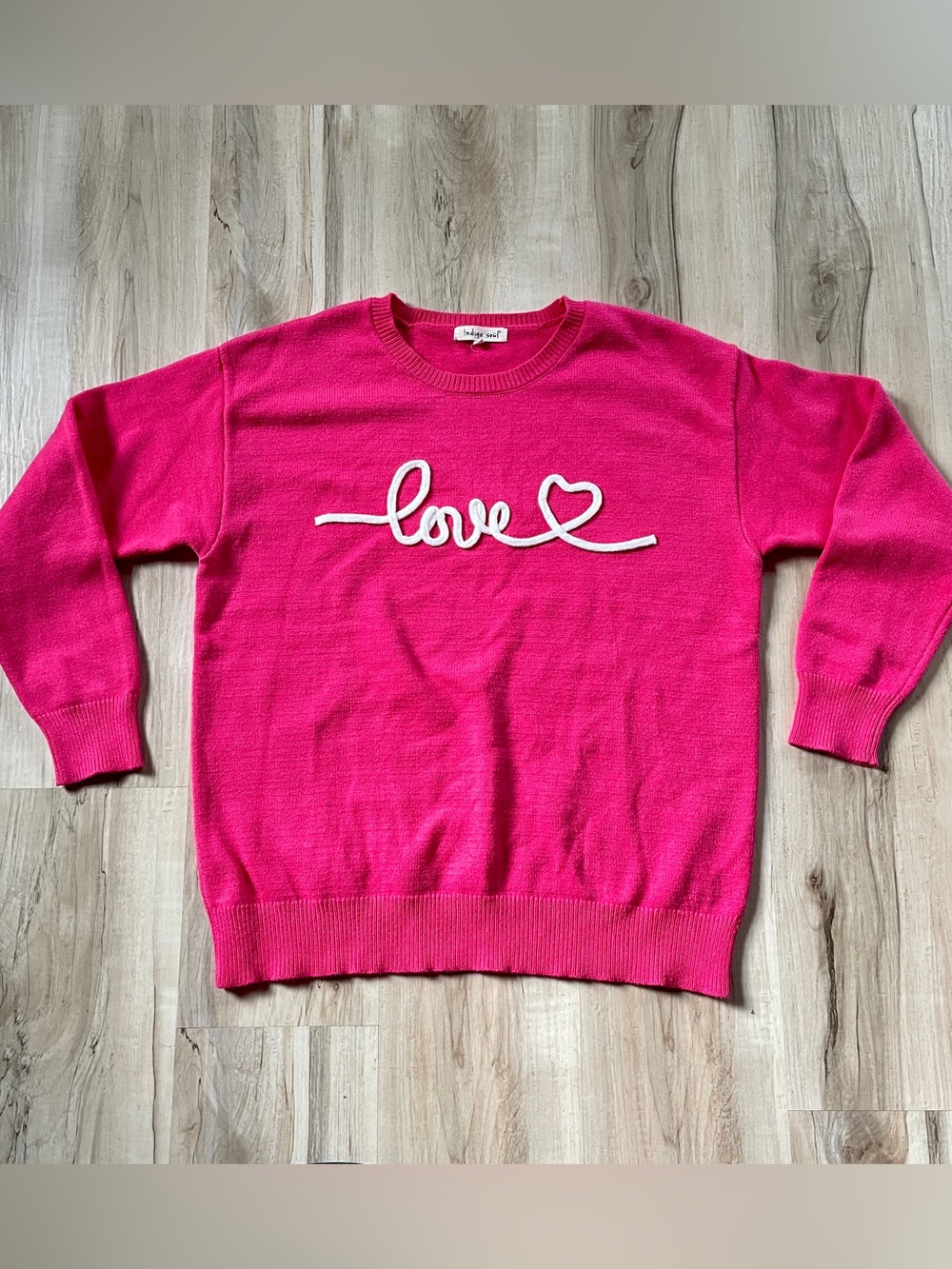 Indigo Soul Bright Pink 'Love' Crewneck Sweater - Women's size large